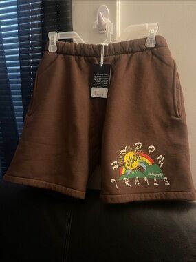 Madhappy Happy Women’s Aspen Trails Drawstring Brown Sweat Shorts S Medium NWT